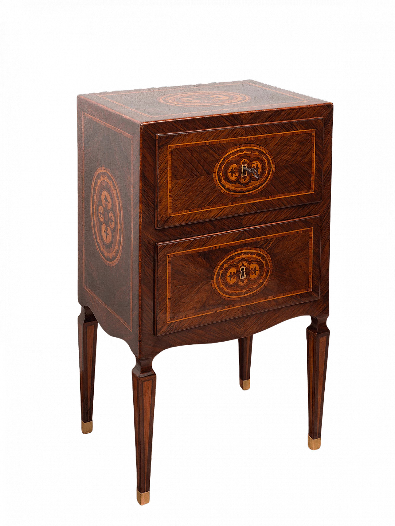 Neapolitan Louis XVI bedside table in exotic woods, 18th century 1370370