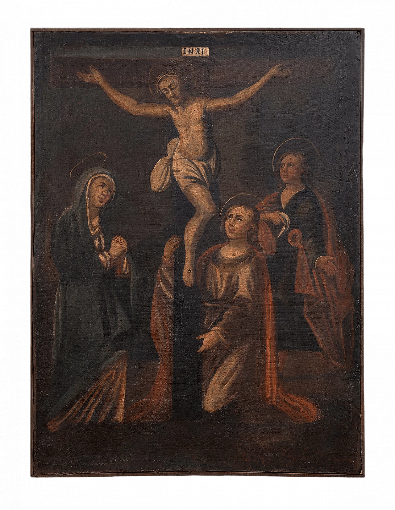 Crocifissione di Cristo, dipinto napoletano olio su tela, '600 1370375