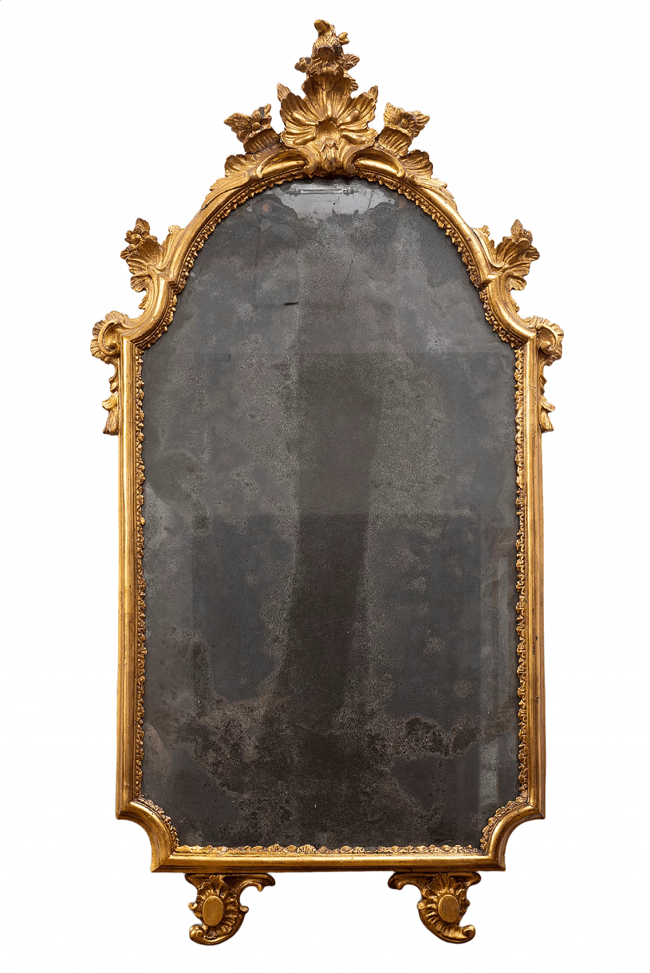 Specchiera napoletana Luigi XV in legno dorato e intagliato, '700 1370407