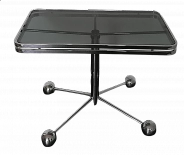 Space Age coffee table in glass and metal, 1960s