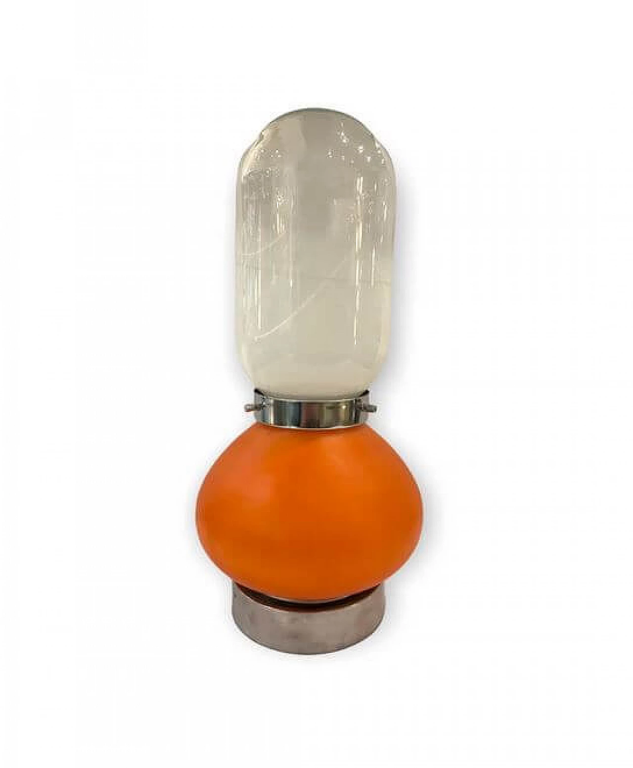 Pair of orange and white glass space age table lamps 1370478