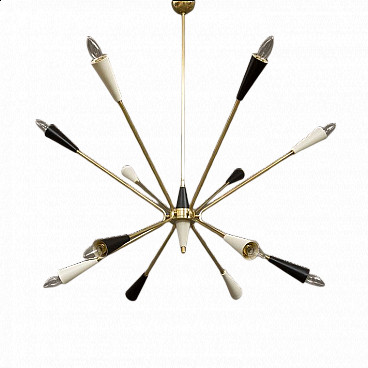 Sputnik brass ceiling lamp, 1960s