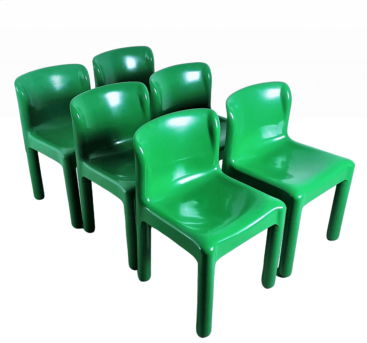 6 Sedie verdi 4875 di Carlo Bartoli per Kartell, anni '70 1370693