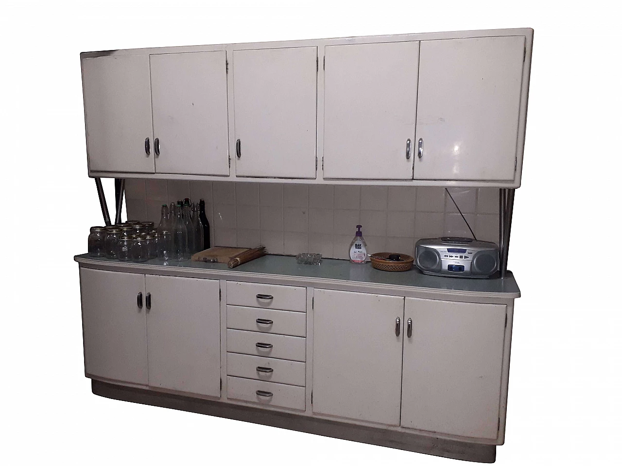 Credenza da cucina laccata bianca, anni '50 1370724