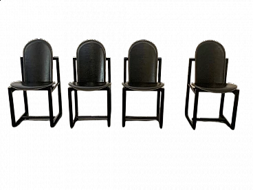 4 Carlina leather chairs by Annig Sarian for Tisettanta, 1960s