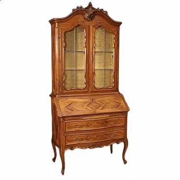 Double body trumeau with carved showcase and top, 60s