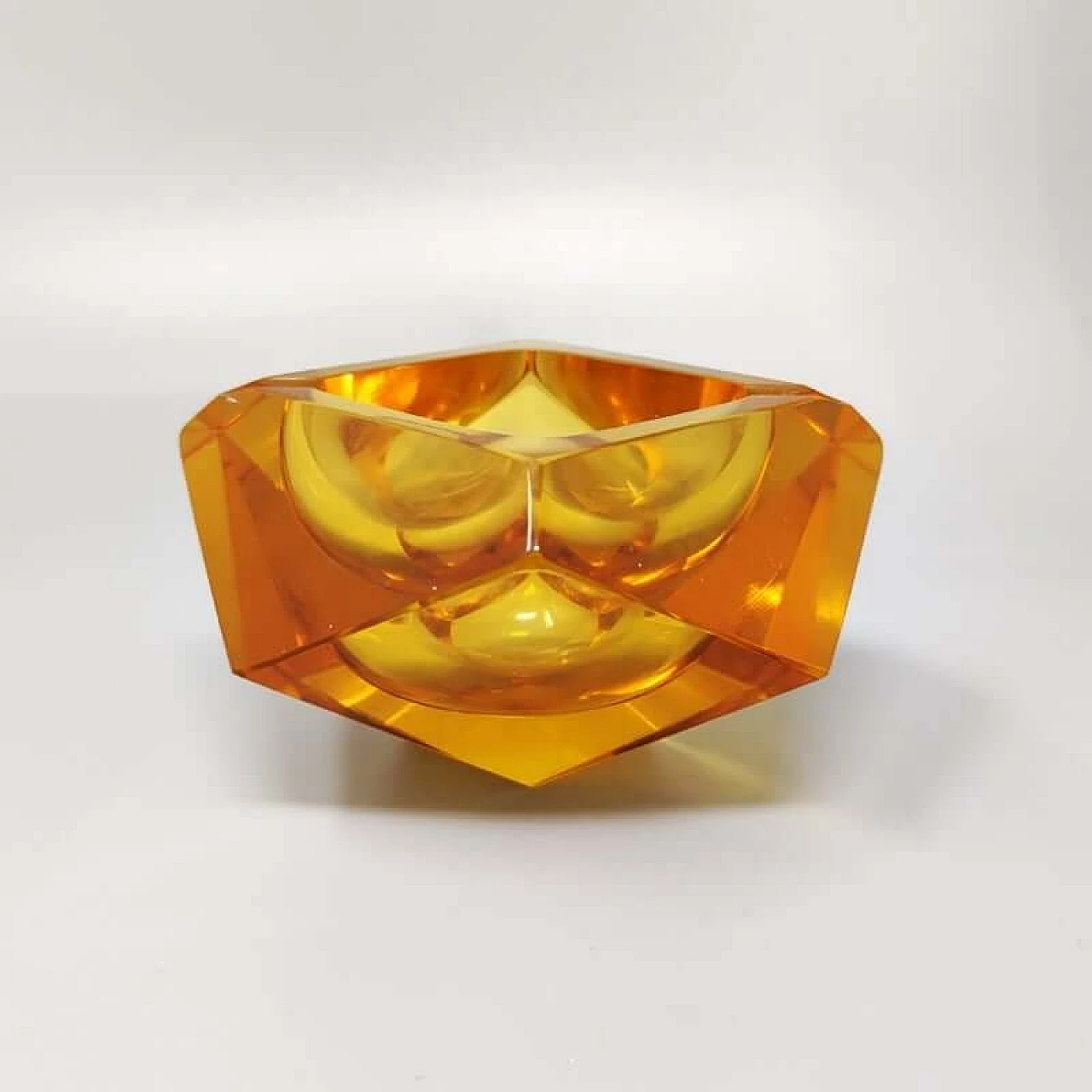 Ocher ashtray in submerged Murano glass by Flavio Poli for Seguso, 1960s 1370872