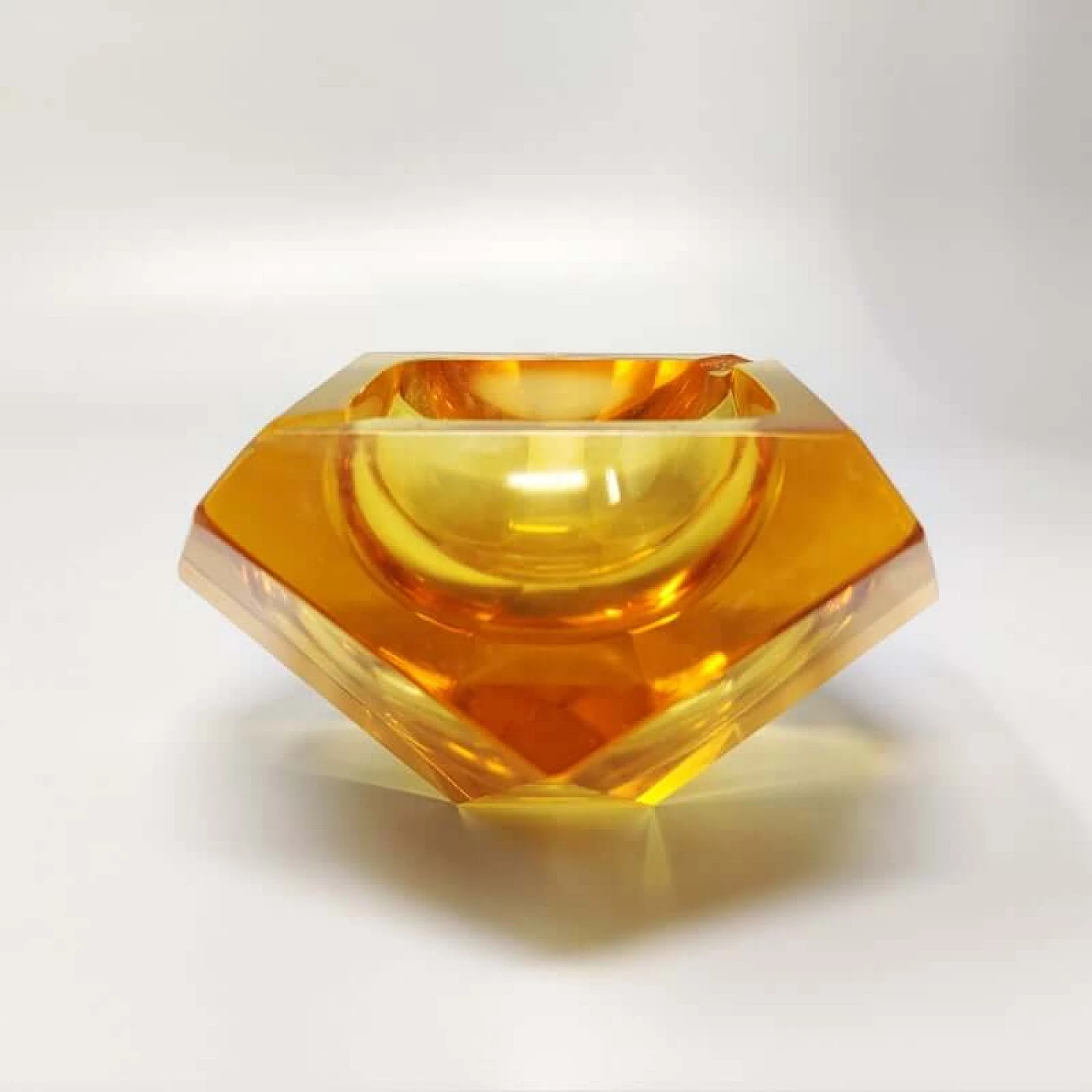 Ocher ashtray in submerged Murano glass by Flavio Poli for Seguso, 1960s 1370873