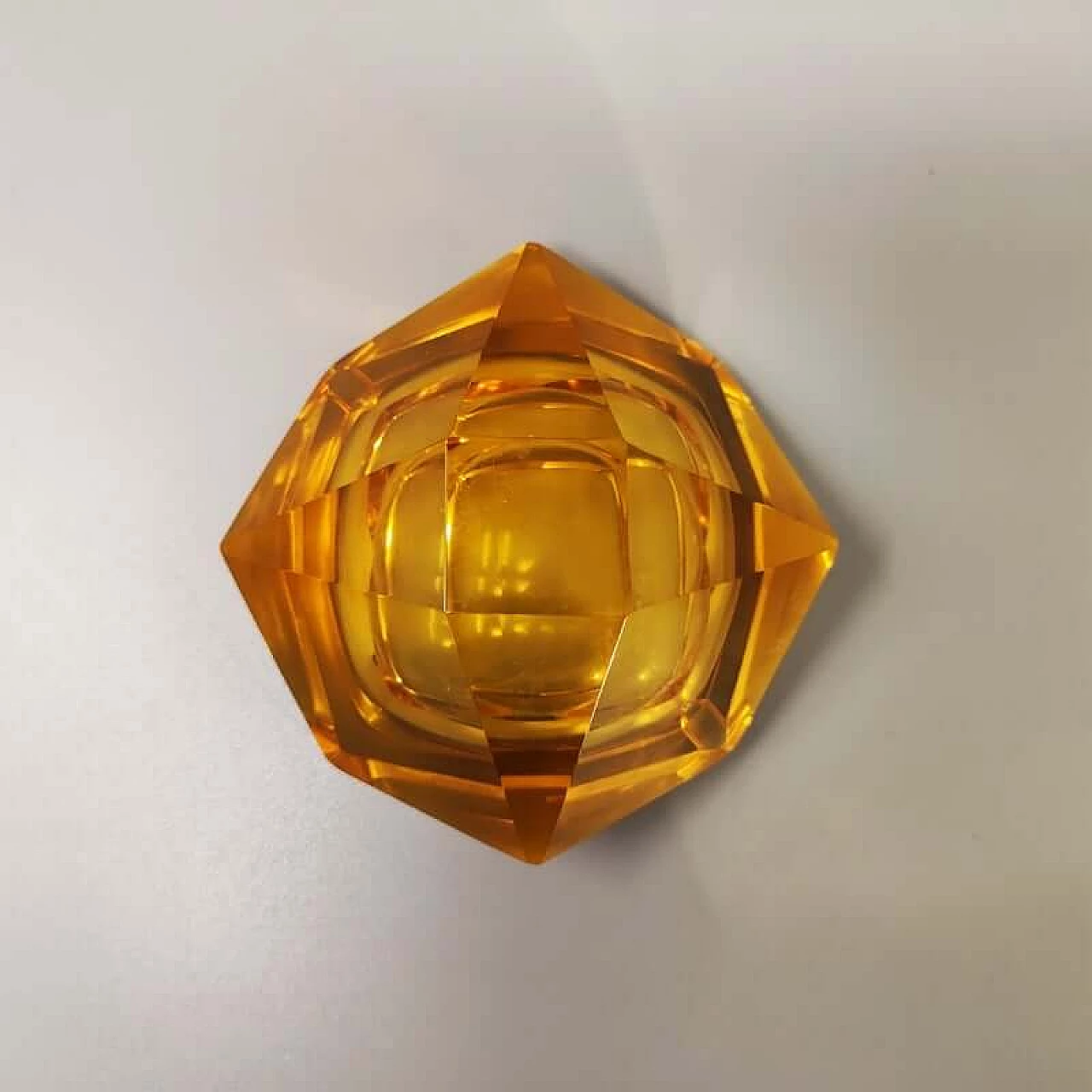 Ocher ashtray in submerged Murano glass by Flavio Poli for Seguso, 1960s 1370875