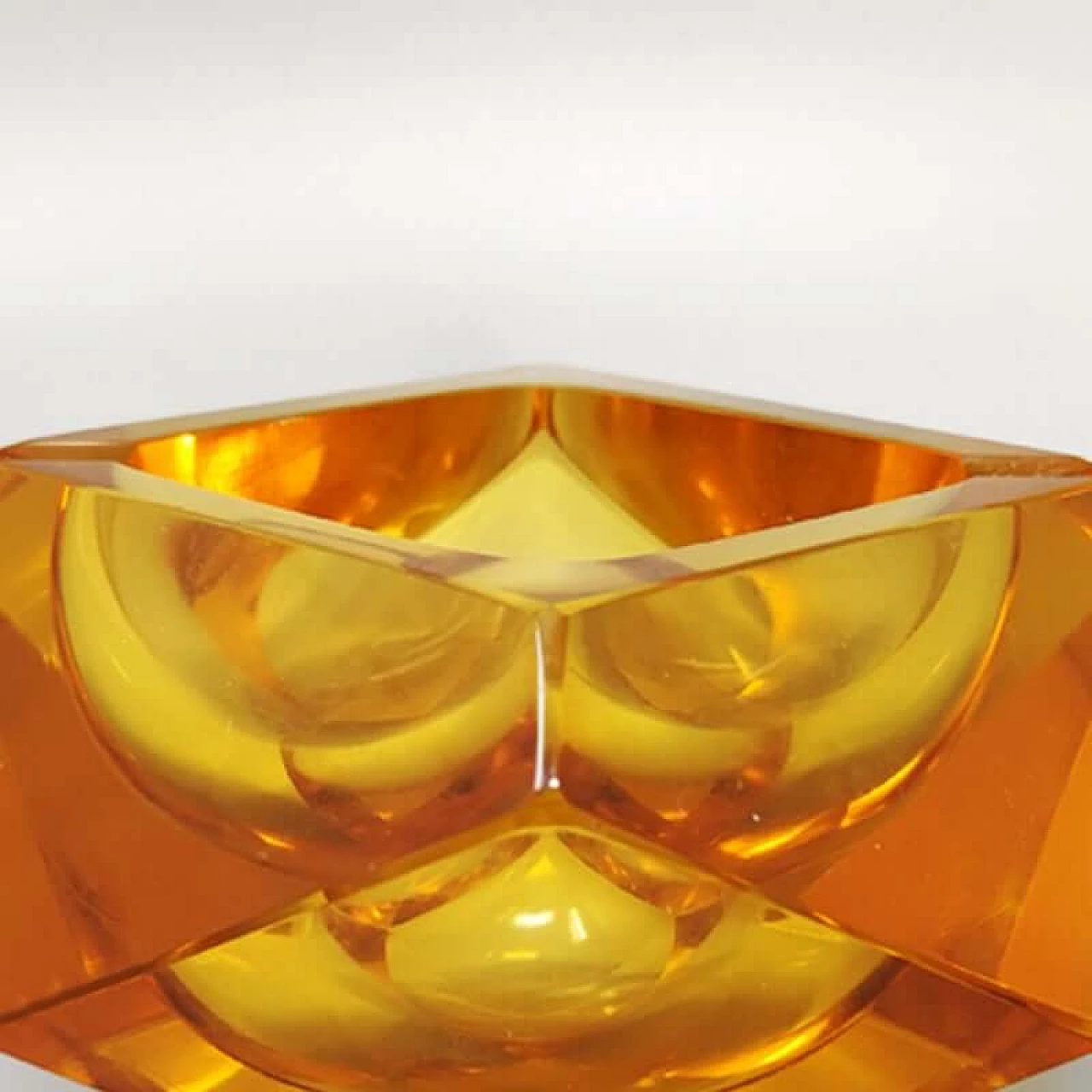 Ocher ashtray in submerged Murano glass by Flavio Poli for Seguso, 1960s 1370876