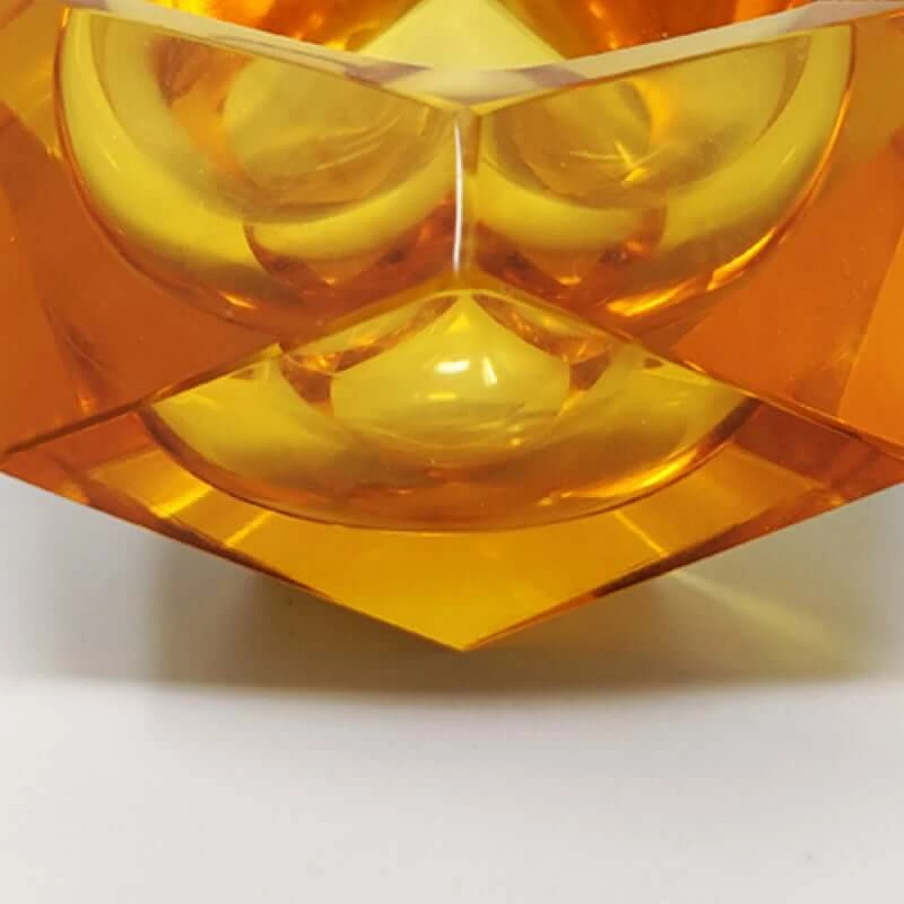 Ocher ashtray in submerged Murano glass by Flavio Poli for Seguso, 1960s 1370877