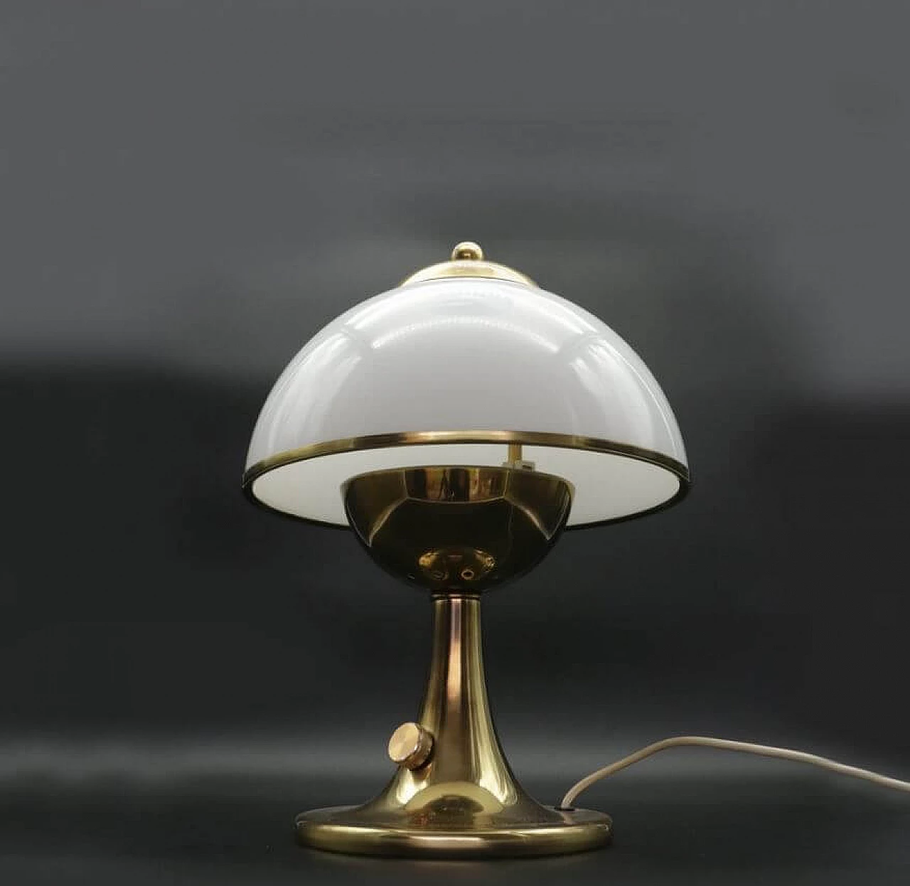 Lampada da tavolo alogena in vetro, anni '70 1370930