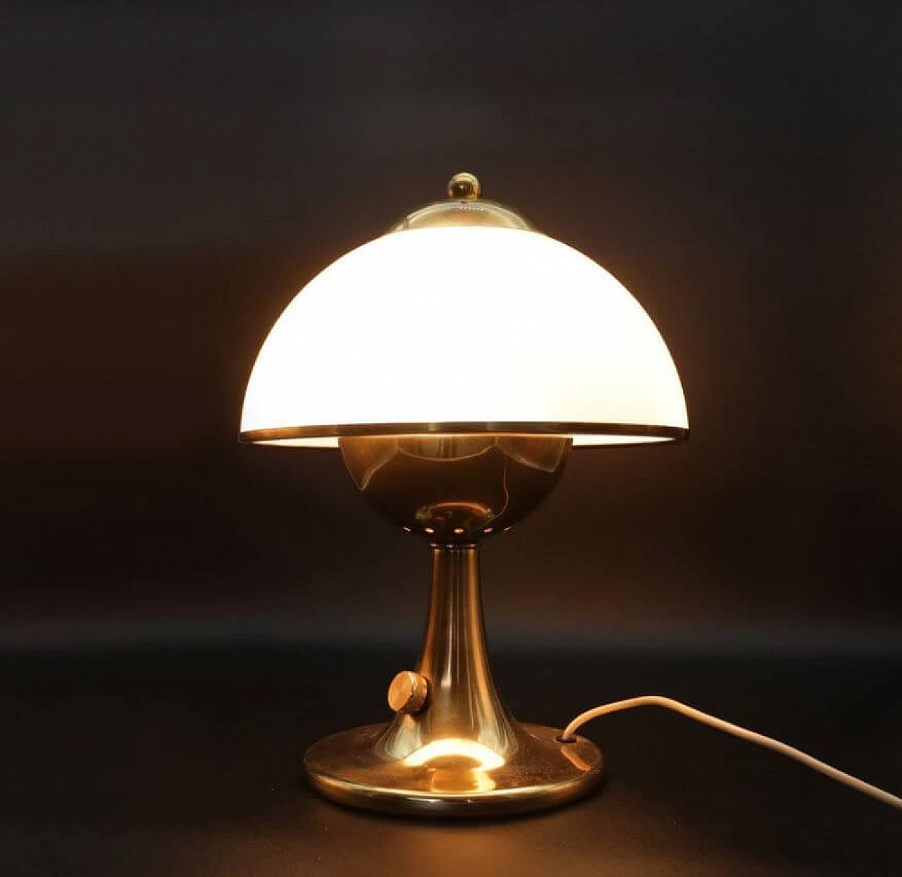 Lampada da tavolo alogena in vetro, anni '70 1370931