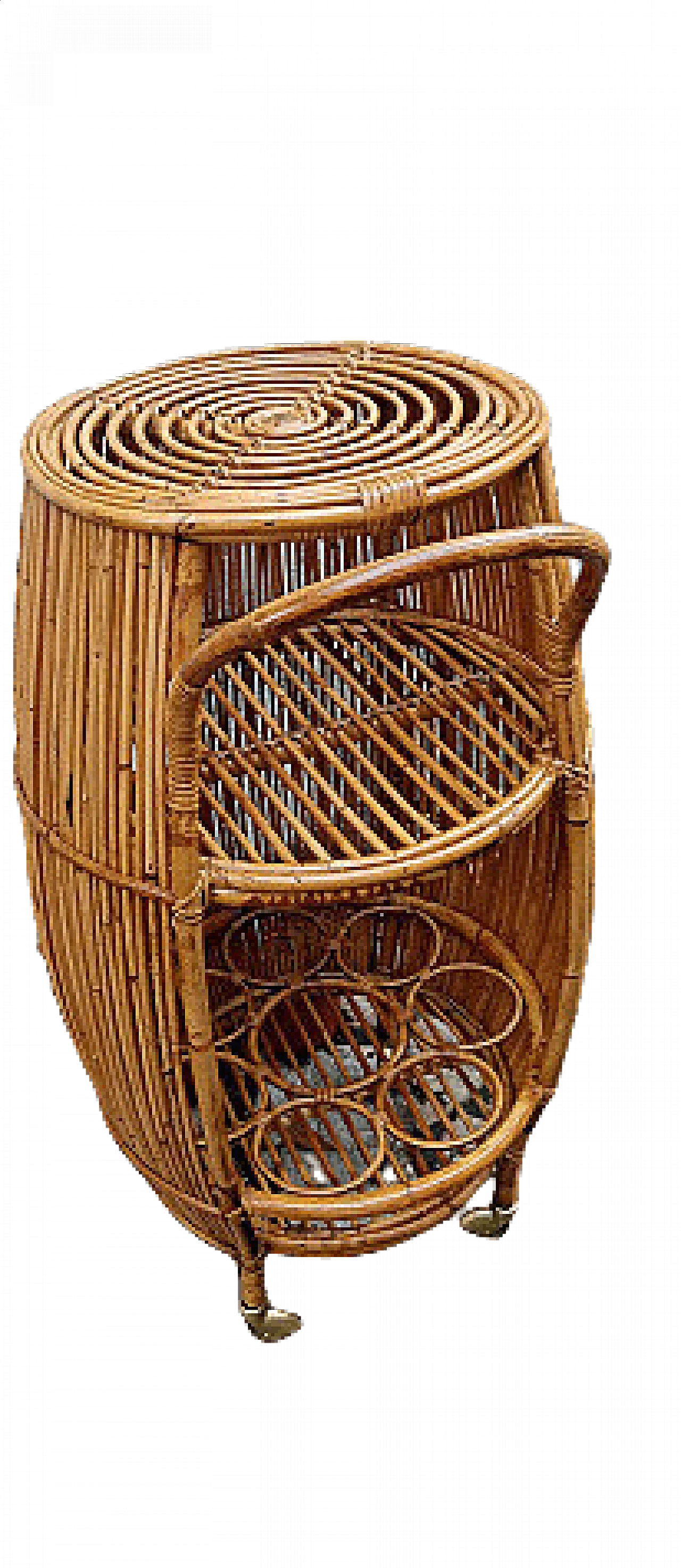 Wicker and bamboo bar cart, 1960s 1370963
