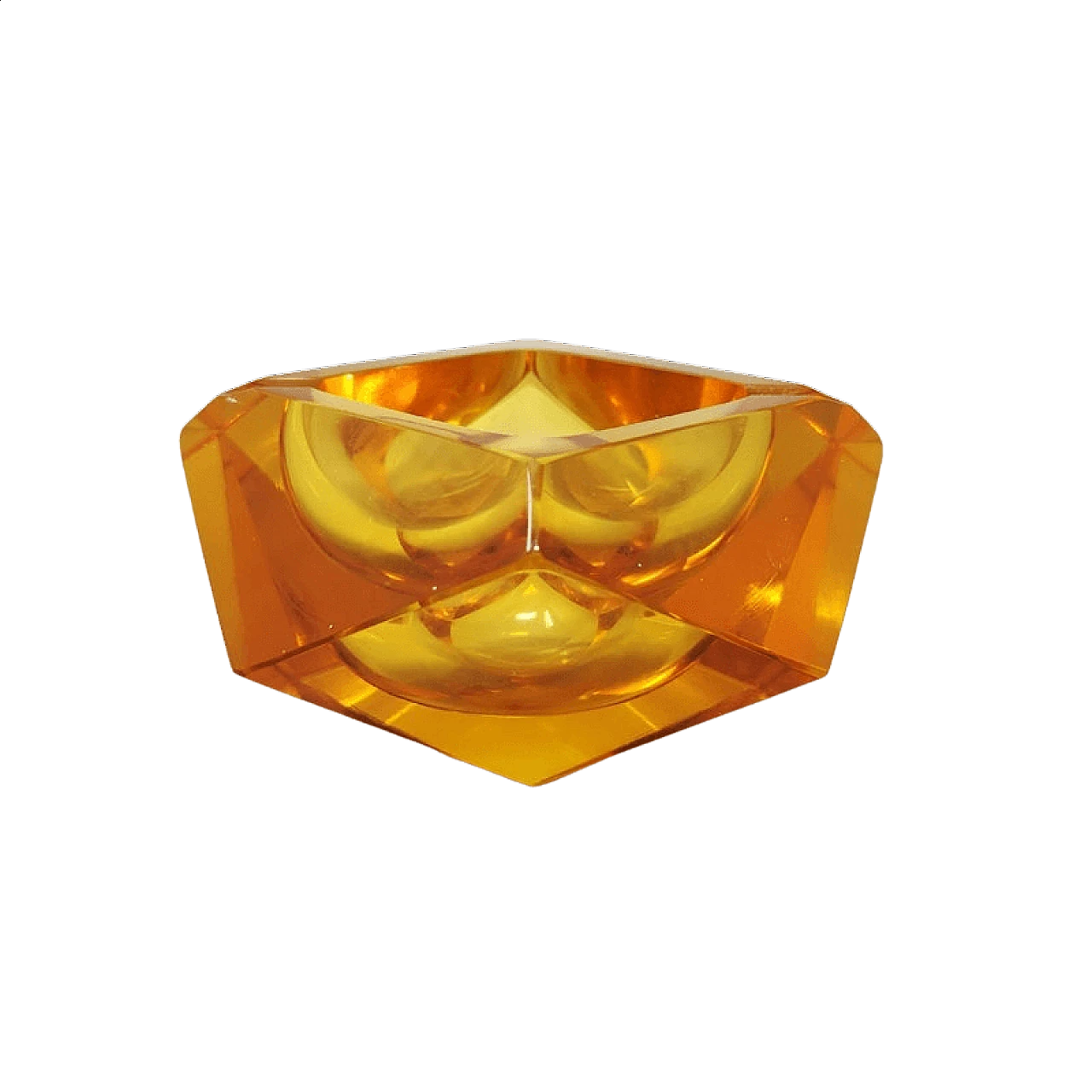 Ocher ashtray in submerged Murano glass by Flavio Poli for Seguso, 1960s 1371001