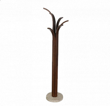 Travertine and stained ash coat stand, 1970s