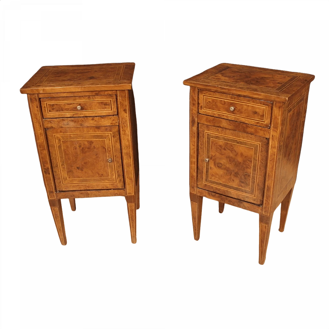 Coppia di comodini intarsiati in stile Luigi XVI 1371224