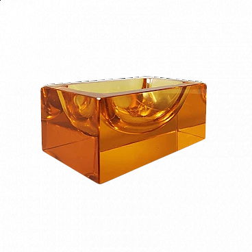 Ochre ashtray in faceted Murano glass Submerged by Seguso, 1960s