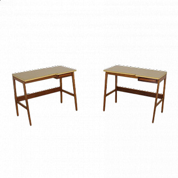 Pair of beech and mahogany desks with Formica top, 1950s