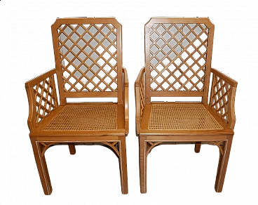 Pair of beech armchairs in colonial style, 60s
