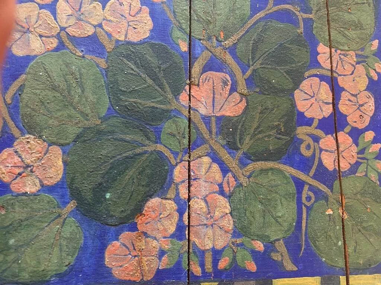 Art Nouveau planter lacquered and painted with flowers and birds, late 19th century 1371748