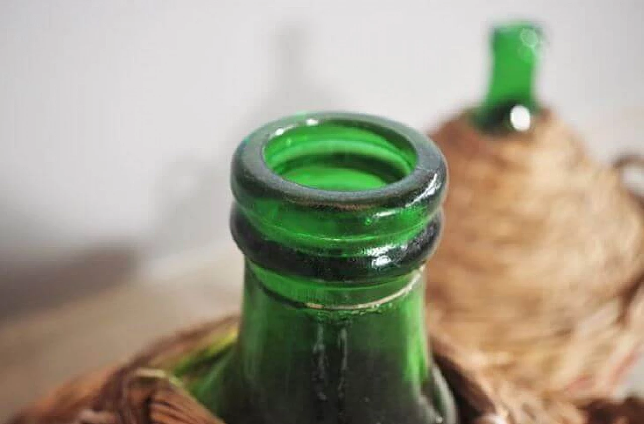 Pair of green glass demijohns, 1950s 1371775