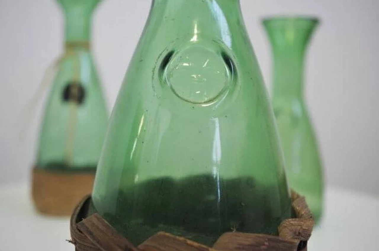 Group of 4 green glass decanters, 1950s 1371810