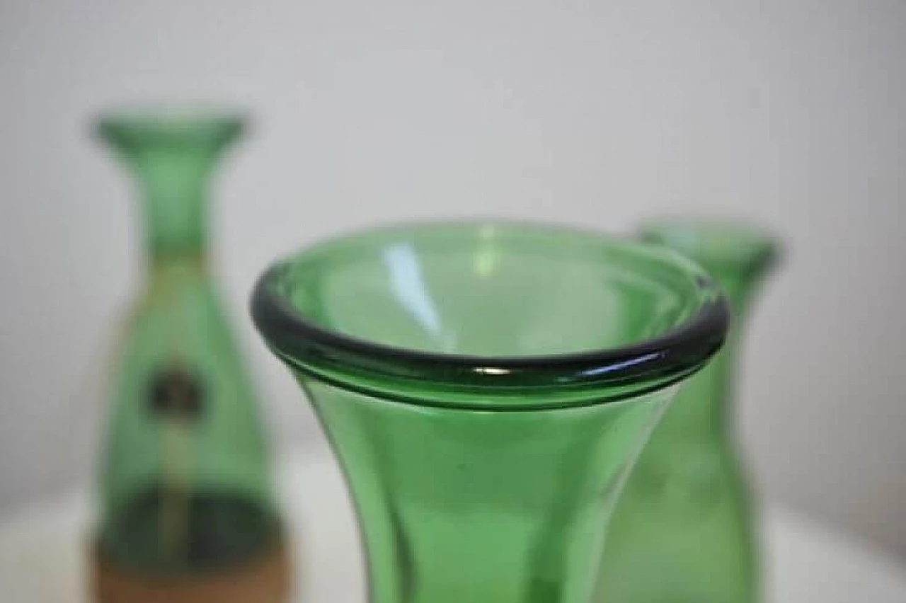Group of 4 green glass decanters, 1950s 1371811