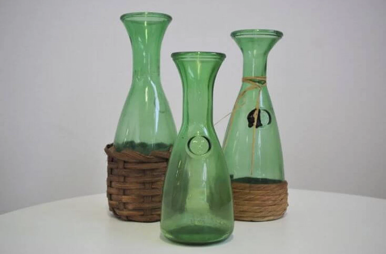 Group of 4 green glass decanters, 1950s 1371812