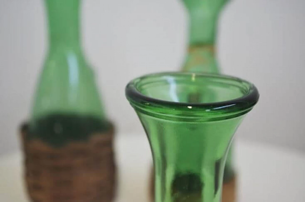 Group of 4 green glass decanters, 1950s 1371813
