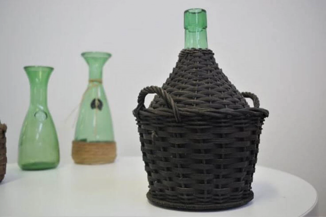 Group of 4 green glass decanters, 1950s 1371820