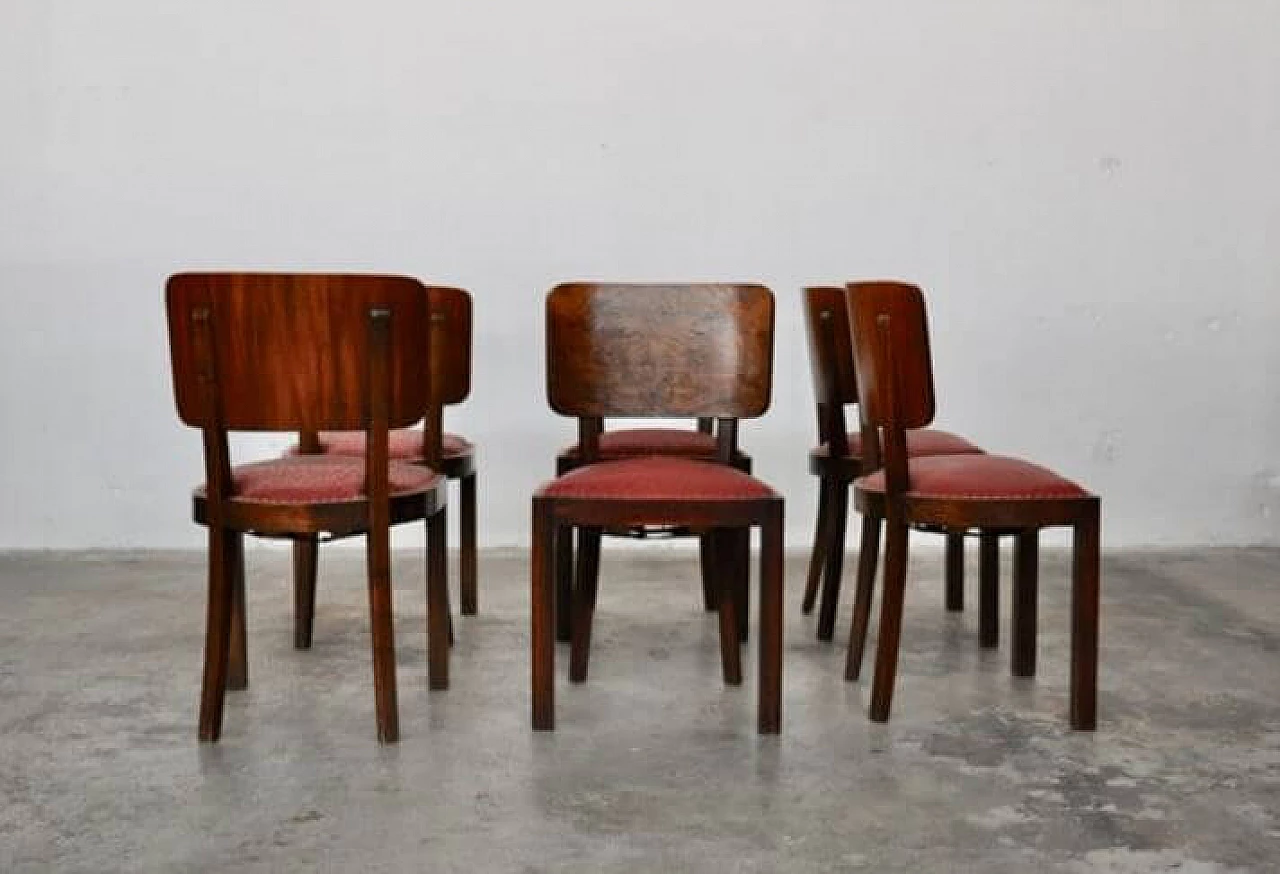 6 Sedie Art Deco in noce, anni '30 1371902