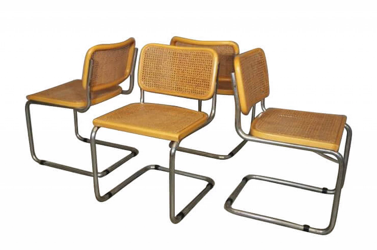4 Cesca chairs in straw by Breuer for Gavina, 1960s 1371959