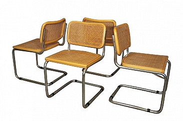 4 Cesca chairs in straw by Breuer for Gavina, 1960s