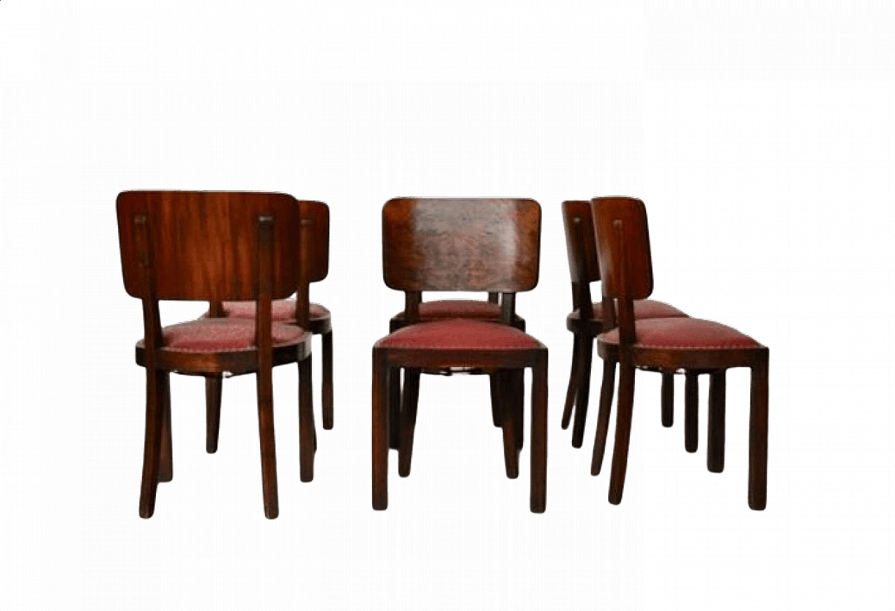 6 Sedie Art Deco in noce, anni '30 1371988