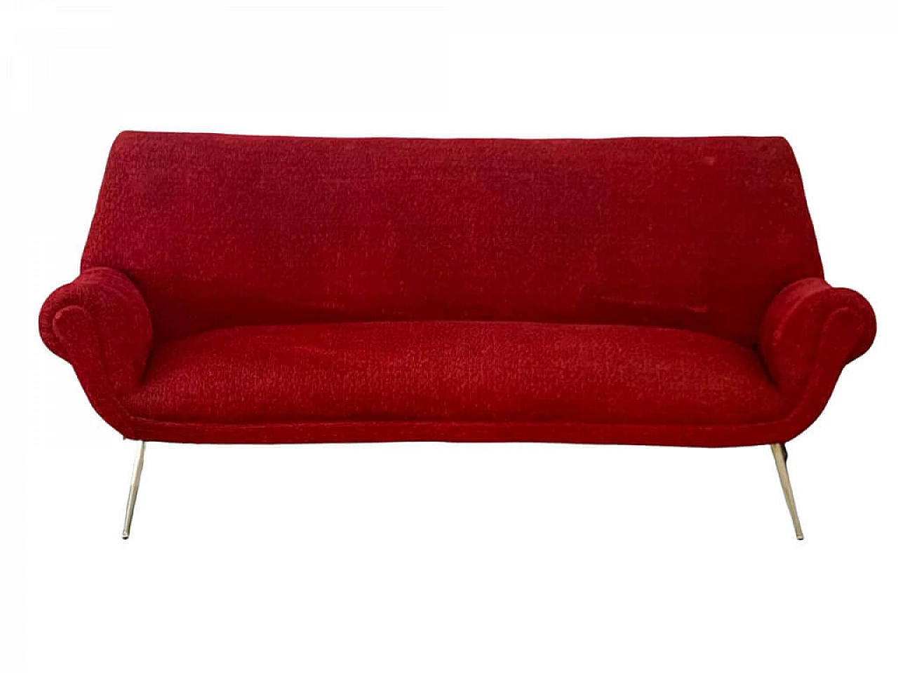 Curved sofa with brass feet by Gigi Radice for Minotti, 1950s 1371991