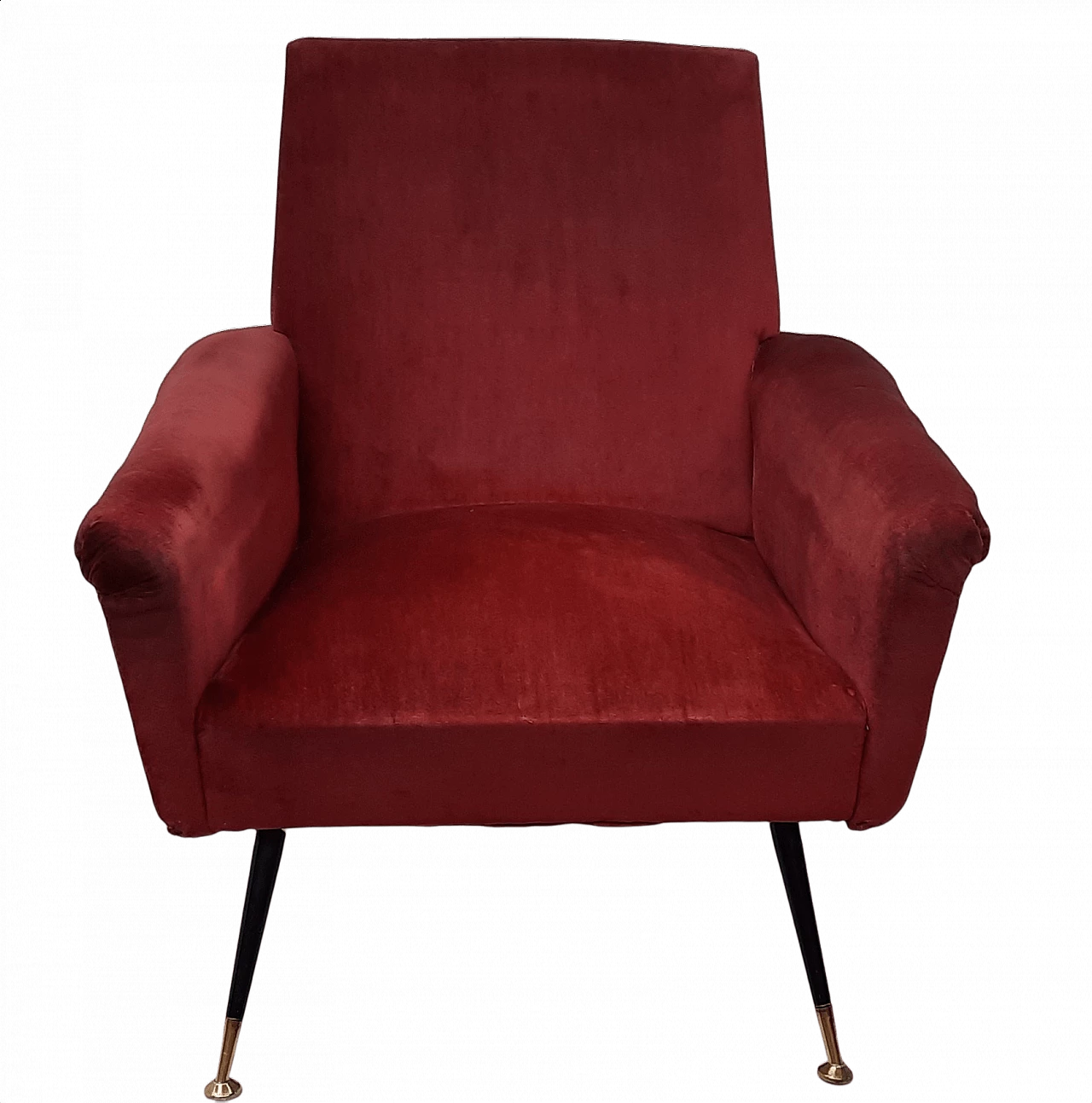 Poltrona in velluto bordeaux, anni '50 1372039