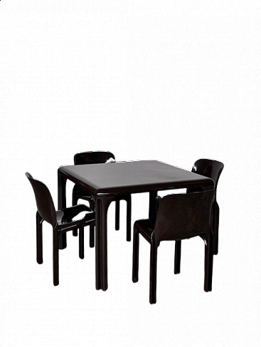Selene dining table and 4 chairs by Vico Magistretti for Artemide, 1960s