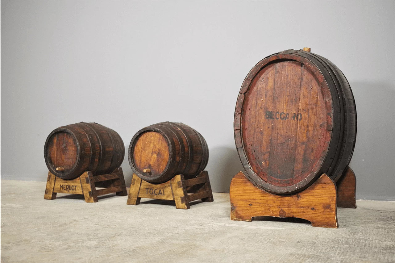 Group of 3 wine barrels, 1950s 1372536