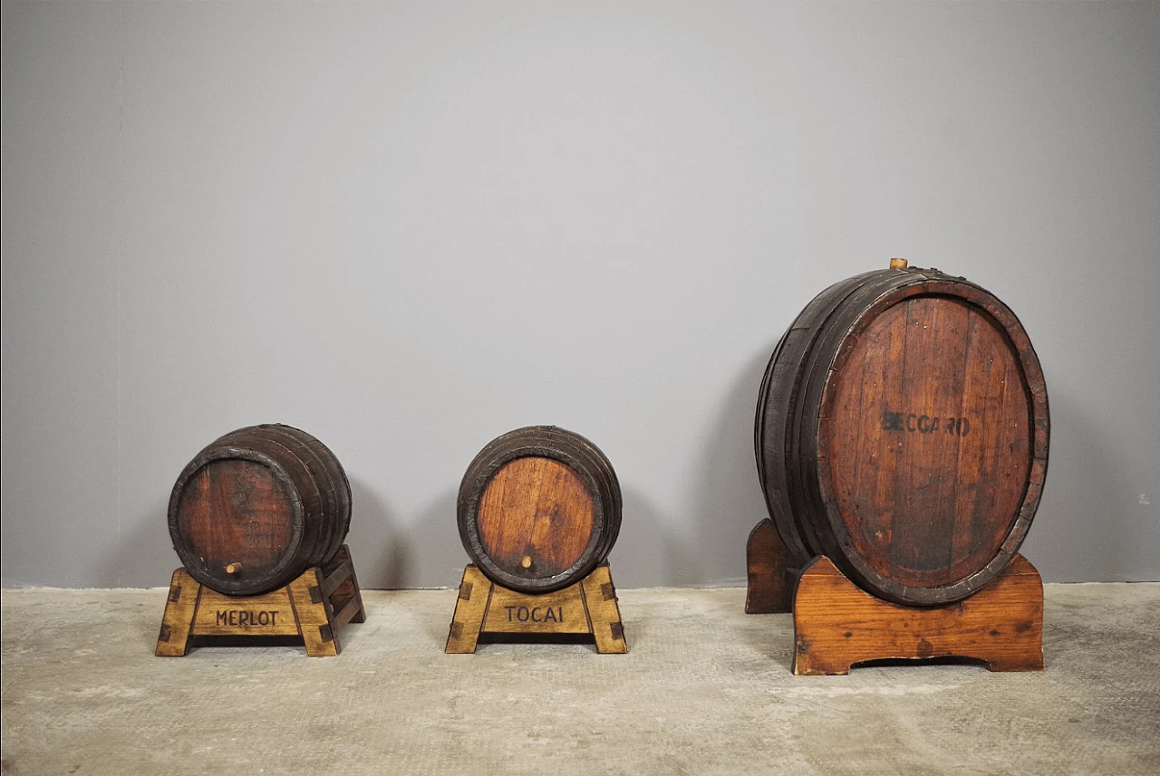 Group of 3 wine barrels, 1950s 1372538