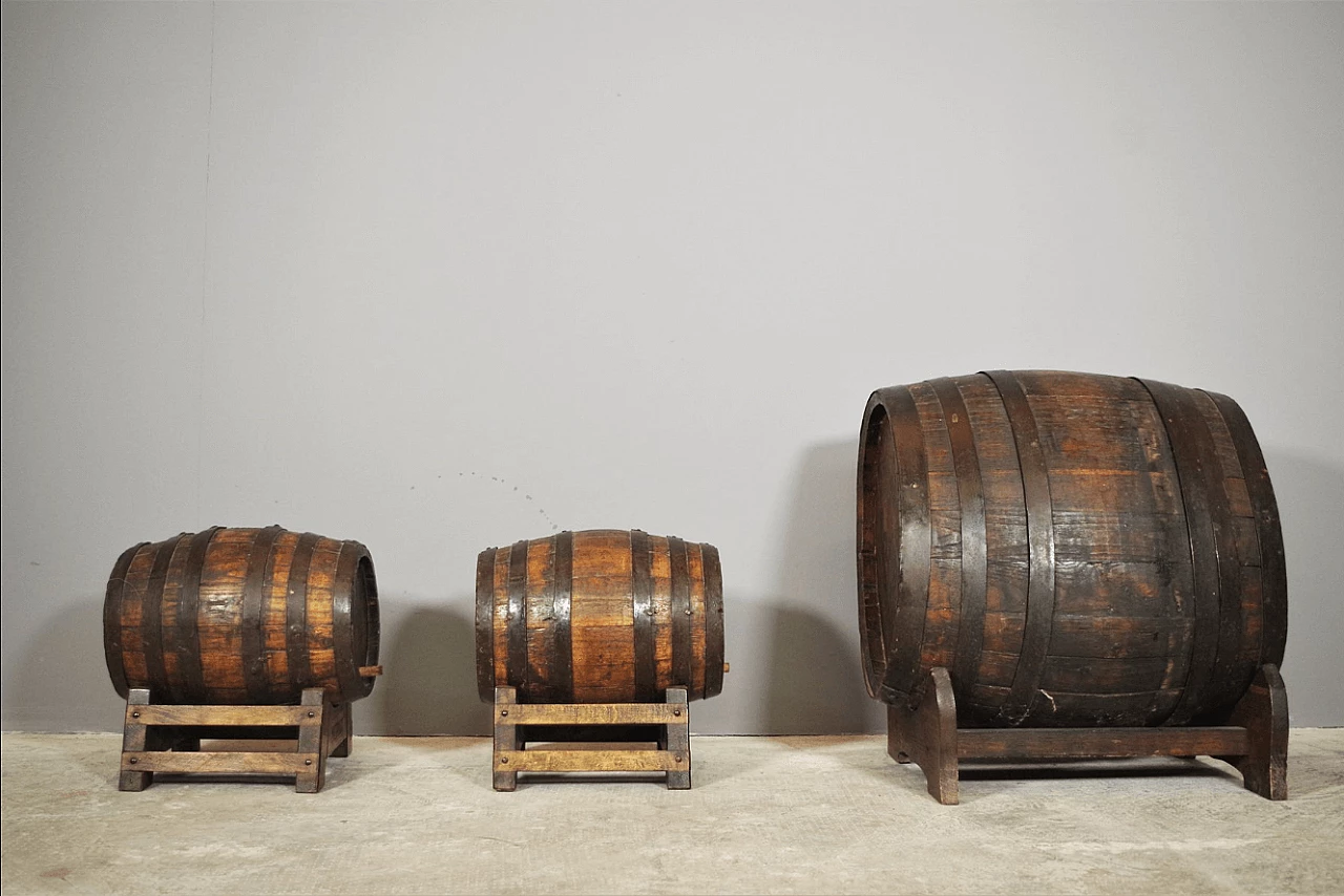 Group of 3 wine barrels, 1950s 1372539
