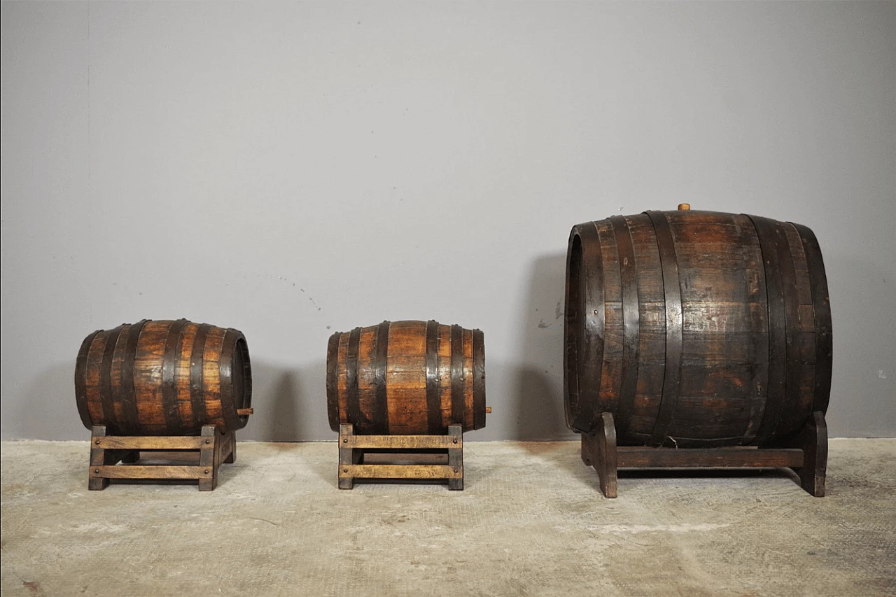 Group of 3 wine barrels, 1950s 1372541