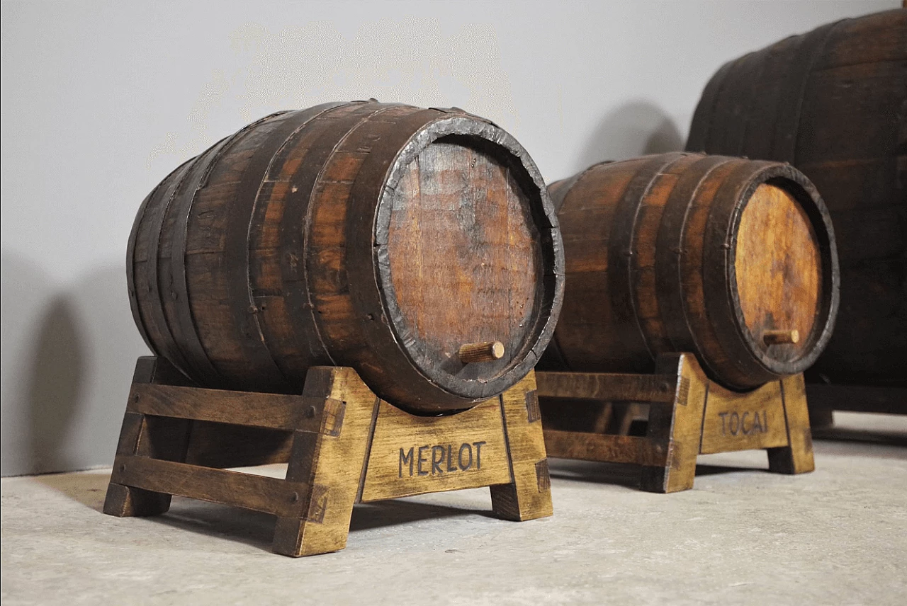 Group of 3 wine barrels, 1950s 1372542