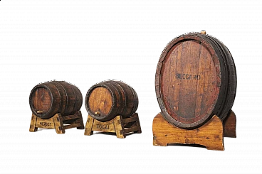 Group of 3 wine barrels, 1950s