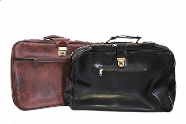 Coppia di valigie Homa in pelle, anni '50