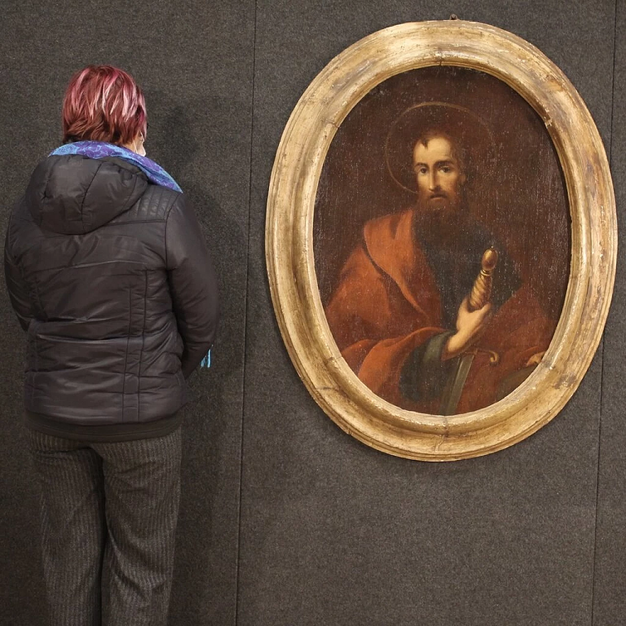 San Paolo, dipinto ovale olio su tela, '600 1372599