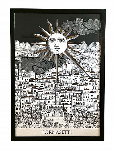 Screenprint Sun on Jerusalem by Piero Fornasetti, Graphique de France 1993