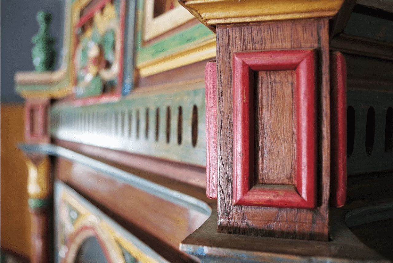 Hand-carved wooden display cabinet with door, 1970s 1372631