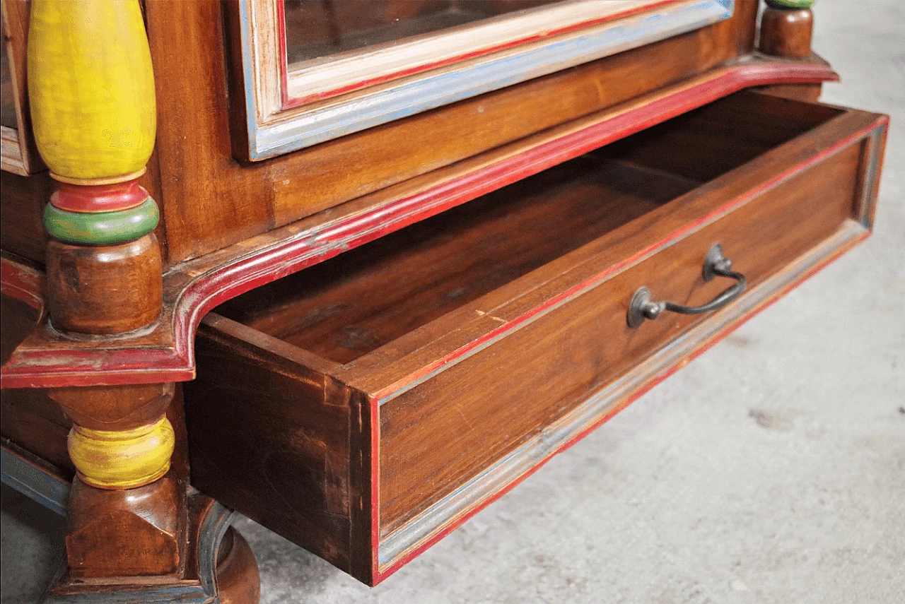 Hand-carved wooden display cabinet with door, 1970s 1372632