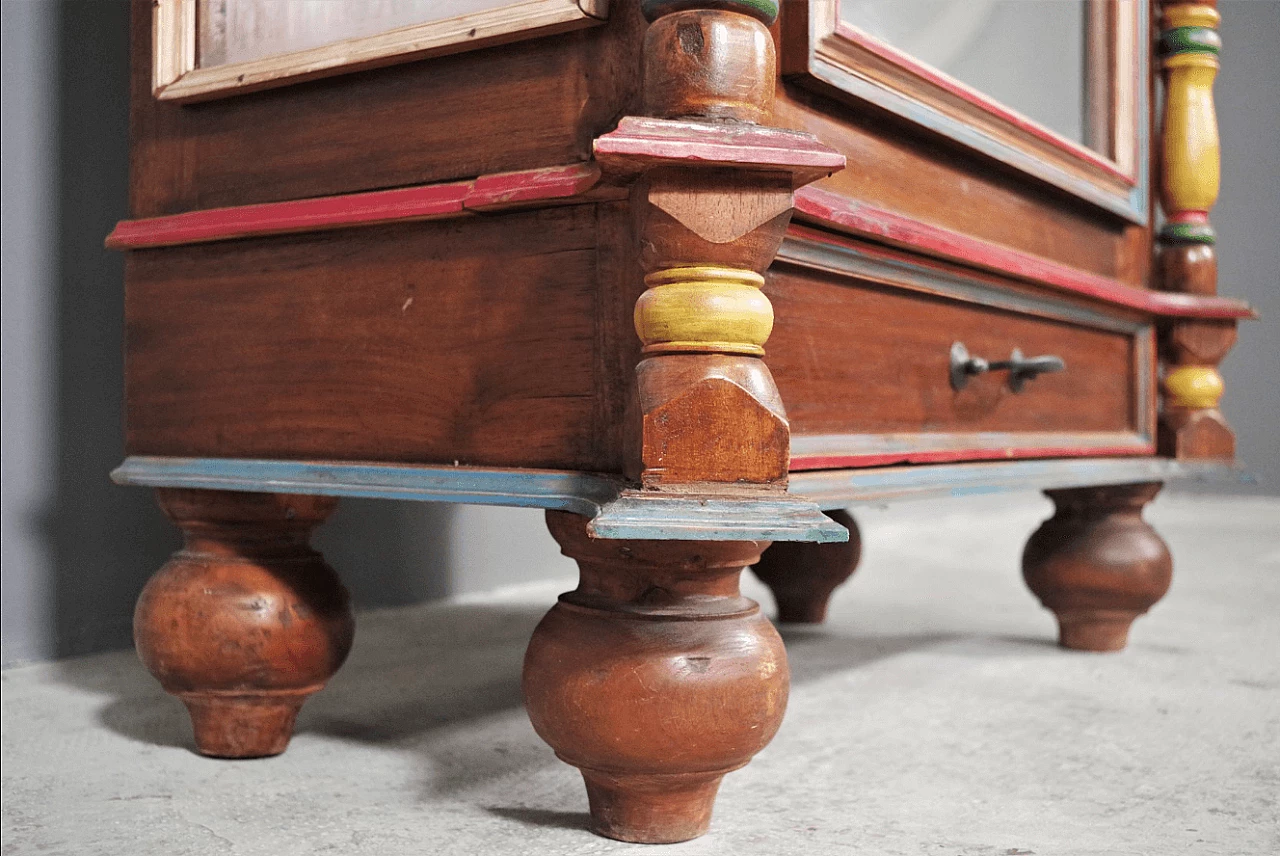 Hand-carved wooden display cabinet with door, 1970s 1372634